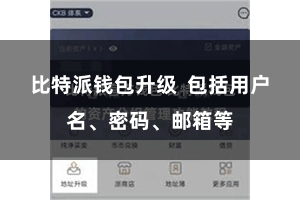 比特派钱包升级  包括用户名、密码、邮箱等